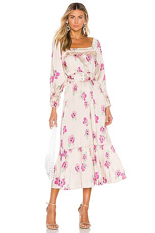 Nicholas Pleated Prairie Dress Pink No Belt shops - S