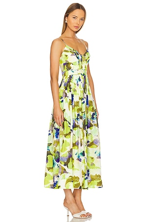 NICHOLAS Mireille Belted Midi Dress in Green