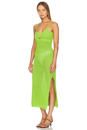 NICHOLAS Elora Twist Front Midi Dress in Green