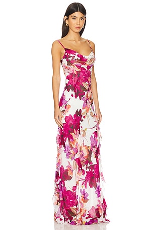 NICHOLAS Kamila Ruffle Cowl Maxi Dress in Pink