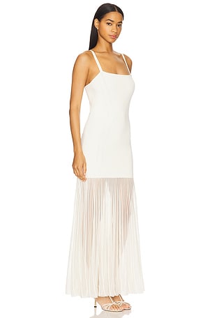 NICHOLAS Lyra Milano Stitch Midi Dress in Ivory