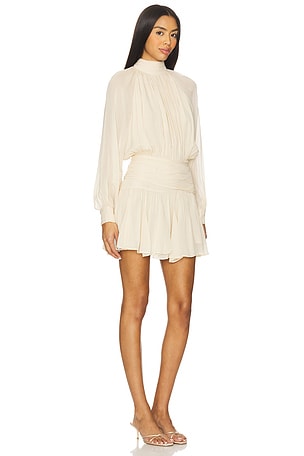 NICHOLAS Cecile High Neck Mini Dress With Godets in White