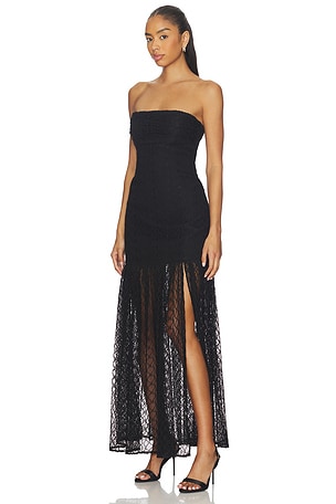 NICHOLAS Kairo Strapless Lace Maxi Dress in Black