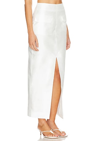 NICHOLAS Carmella Front Split Pencil Skirt in White