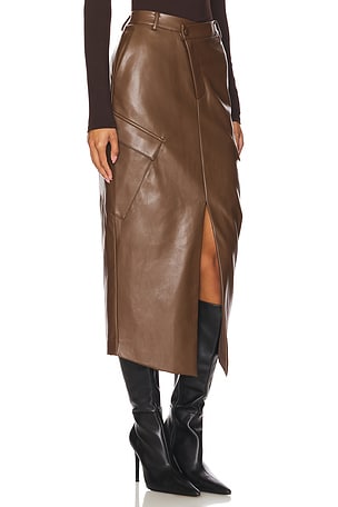 NICHOLAS Sienna Asymmetrical Pocket Skirt in Brown
