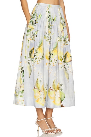 NICHOLAS Amabelle Pintuck Midi Skirt in Baby Blue