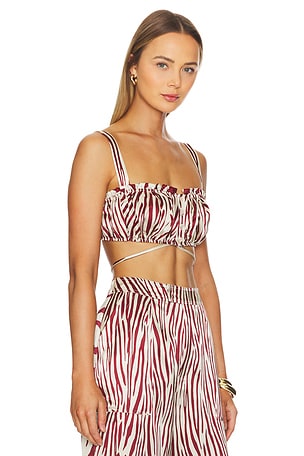 NICHOLAS Tracy Button Front Crop Top in Brick
