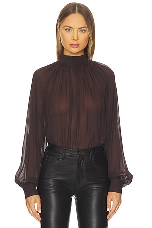Solene Long Sleeve Mock Neck Blouse NICHOLAS