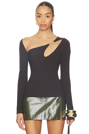 Falda Asymmetrical Double Rin Rib Knit Top NICHOLAS