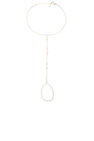 NAiiA Sophia Pearl Hand Chain in Metallic Silver