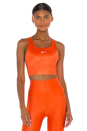 nike orange and black sports bra
