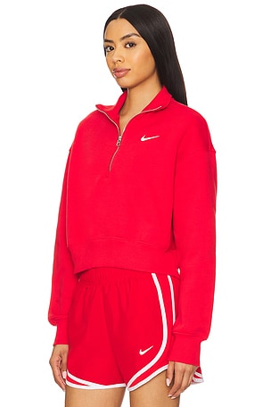 Nike NSW Phoenix 1/2 Zip Cropped Sweatshirt in Red