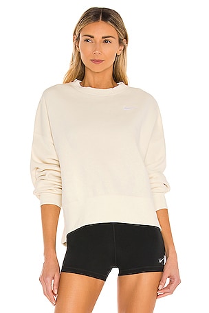 nike nsw oatmeal fleece crop crew neck sweatshirt