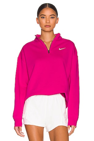 Nike Essential Fleece Quarter Zip in Active Pink REVOLVE