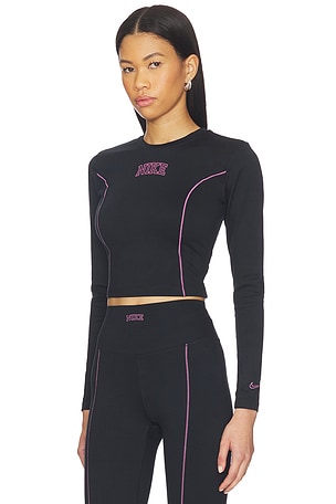 Nike Dri Fit Long Sleeve Top in Black