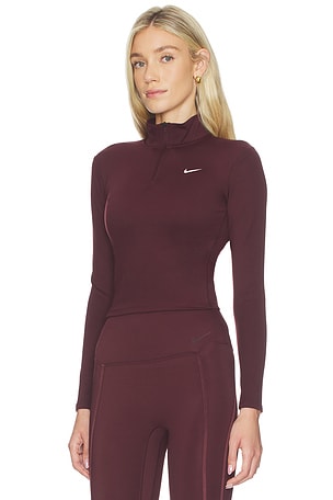 Nike Dri Fit 1/4 Zip Mid Layer Top in Burgundy