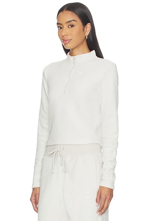 Nike Slim Long Sleeve Cozy Fleece 1/2 Zip Top in Ivory