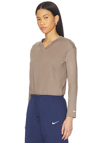 Nike V Neck Long Sleeve Golf Top in Brown