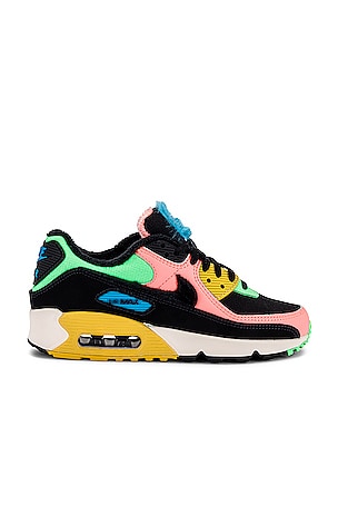 Nike Air Max 90 PRM Sneaker in Atomic Pink, Black, Laser Blue