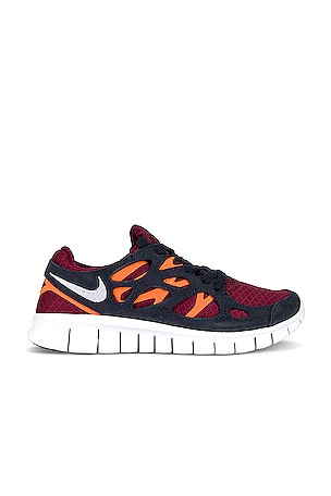 Nike Free Run Sneaker in Dark Beetroot, White, Total Orange