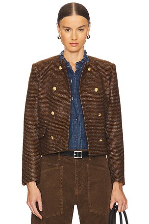 NILI LOTAN Melanie Cropped Jacket in Brown