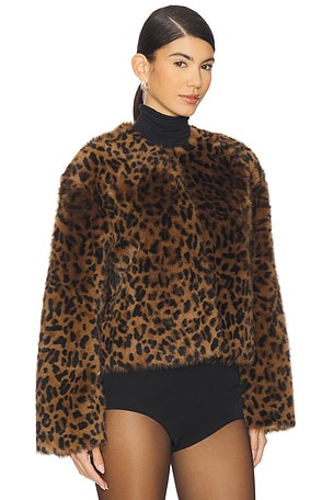 NILI LOTAN Elan Shearling Jacket in Brown. Size XS. Also