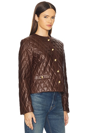 NILI LOTAN Amy Leather Jacket in Bordeaux in Brown. Size S. Also