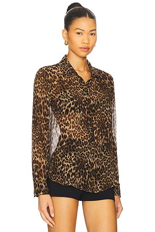 NILI LOTAN Gaia Slim Shirt in Brown