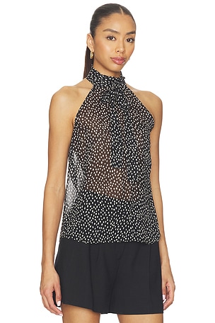 NILI LOTAN Alla Halterneck Top in Black