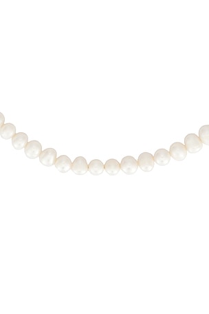 Nialaya Panther Head Lock Pearl Necklace in White