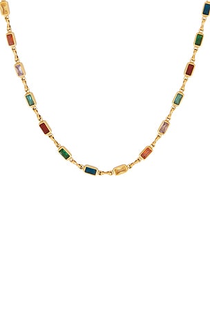 Nialaya Rectangle Tennis Necklace in Metallic Gold