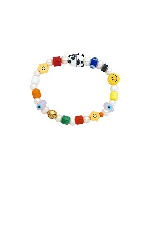 Nialaya Panda Pearl Bracelet in White. Size XL/1X. Also
