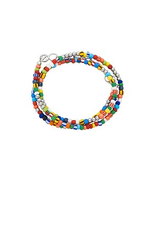 Nialaya Assorted Vintage Trifocal Beaded Wrap Bracelet in Orange