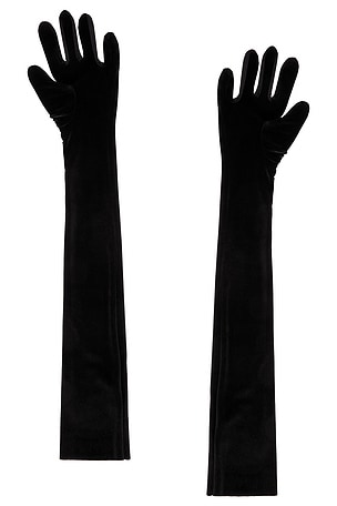Norma Kamali Velvet Long Gloves in Black