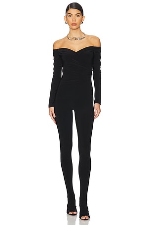 Off Shoulder Sweetheart Catsuit With Footie Norma Kamali