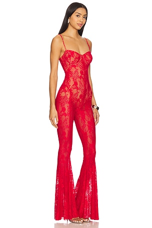 Norma Kamali Underwire Fishtail Jumpsuit With Bodysuit in Red