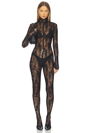 Long Sleeve Slim Fit Turtleneck Catsuit Norma Kamali