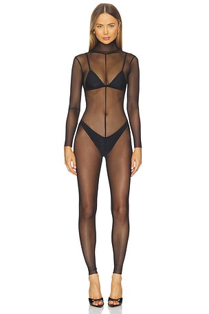 Long Sleeve Slim Fit Turtleneck Catsuit Norma Kamali
