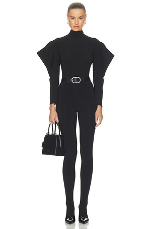 Wing Sleeve Open Back Bow Neck Catsuit Norma Kamali