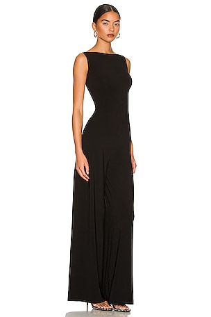 Norma Kamali Sleeveless X Straight Leg Jumpsuit in Black