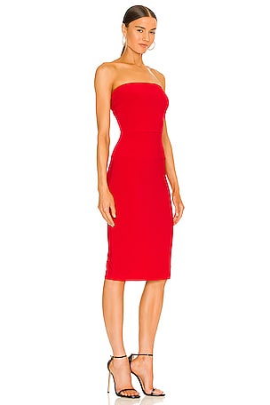 Norma Kamali x REVOLVE Strapless Dress to Knee Dress in Red