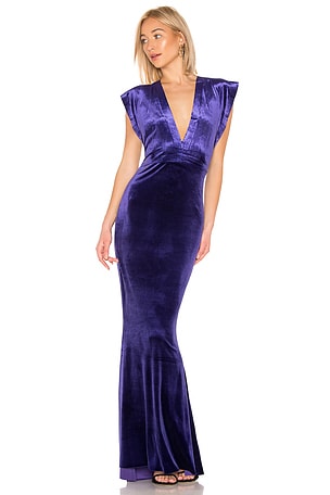 Norma Kamali Rectangle Velvet Gown in Purple | REVOLVE