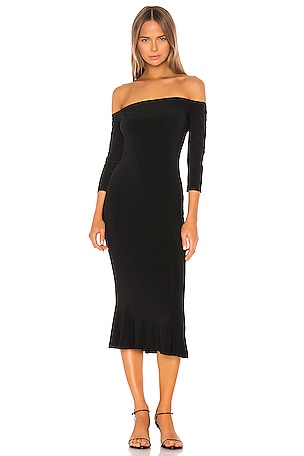 Norma Kamali Off Shoulder Fishtail Dress in Black | REVOLVE
