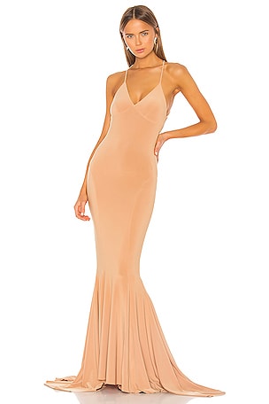 Norma Kamali Low Back Slip Mermaid Fishtail Gown in Nude | REVOLVE Norma Kamali Low Back Slip Mermaid Fishtail Gown in Nude | REVOLVE