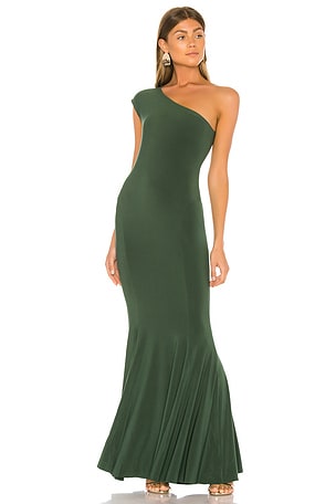 slim fit dress slacks Honor Gold Forest Green Gabby Fishtail Maxi Dress