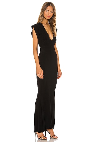 Norma Kamali X REVOLVE V Neck Rectangle Gown in Black