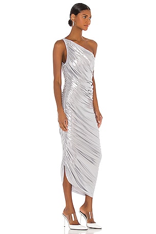 Norma Kamali Diana Gown in Metallic Silver
