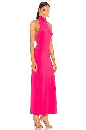 Norma Kamali Halter Turtle Gown in Fuchsia