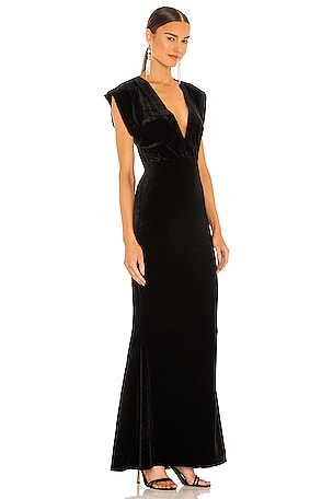 Norma Kamali V Neck Rectangle Gown in Black