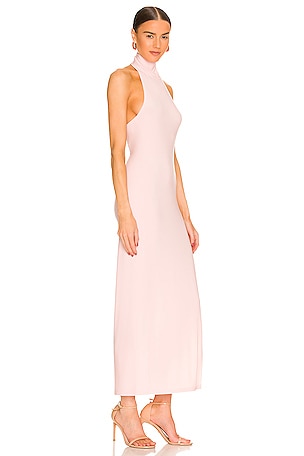 Norma Kamali x REVOLVE Halter Turtle Side Slit Gown in Blush